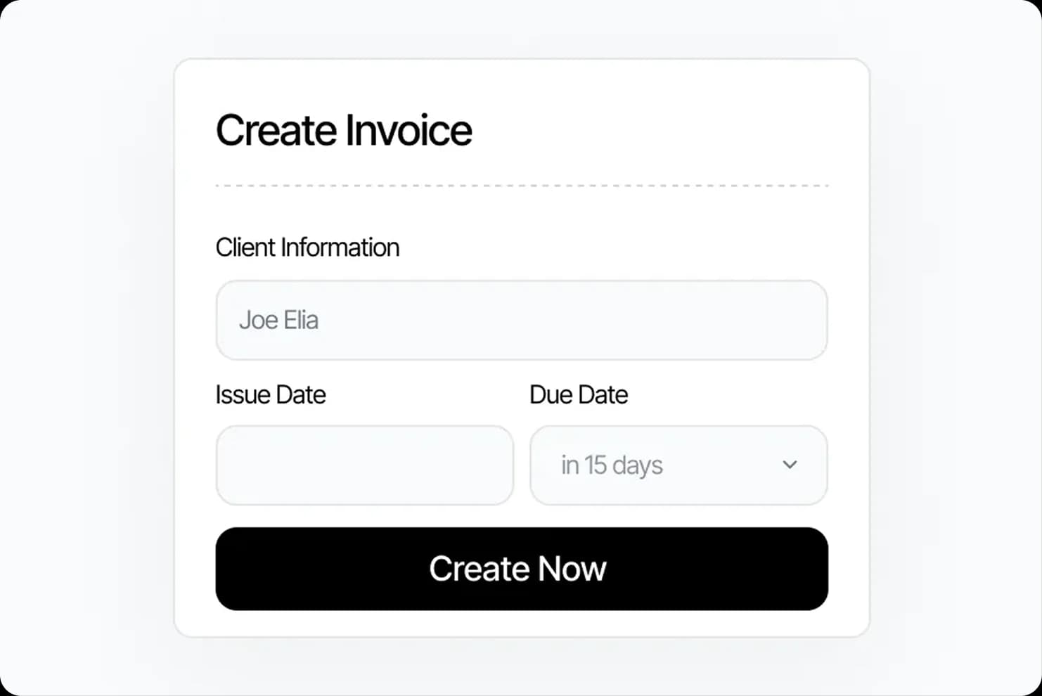 Create invoice interface